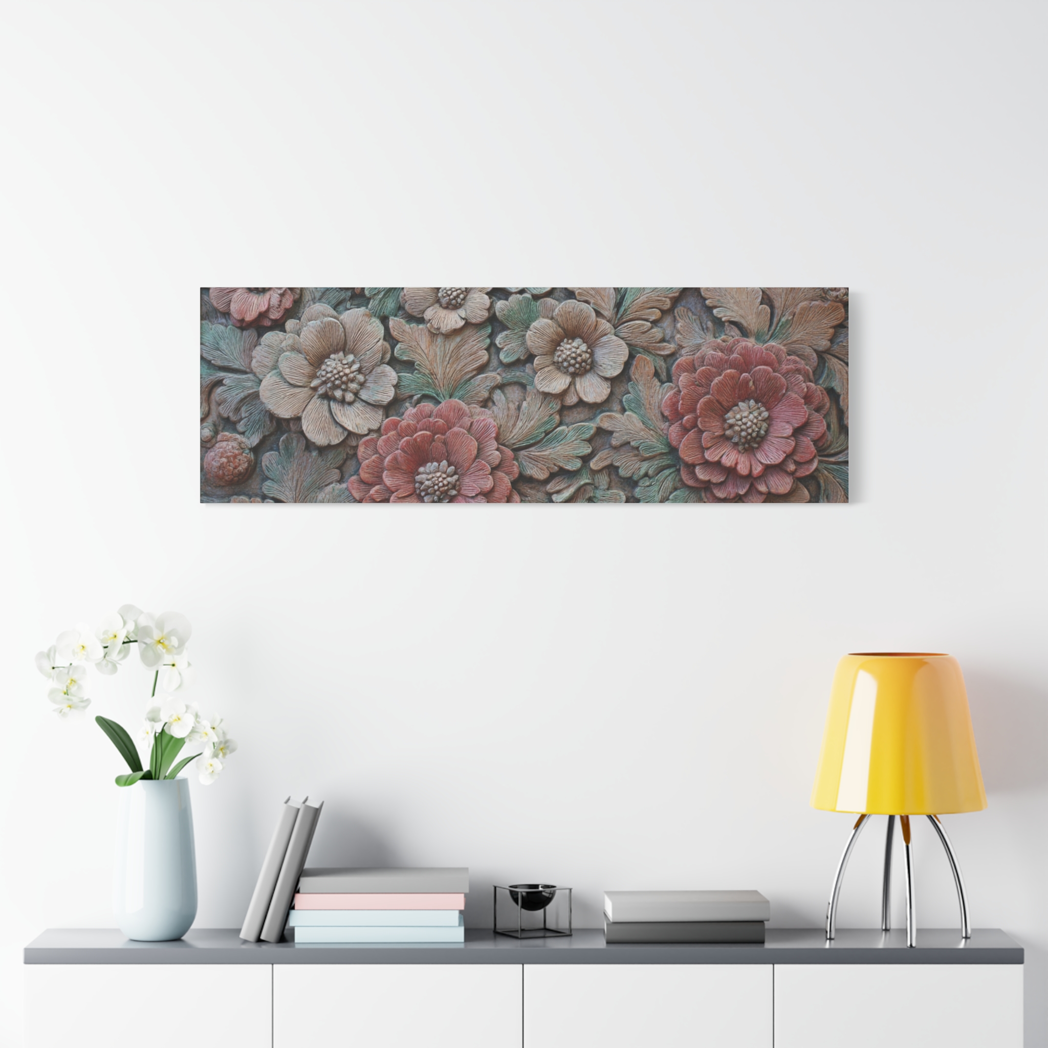 Floral Relief Matte Canvas Wall Art — Stretched Botanical Panel - Image 18