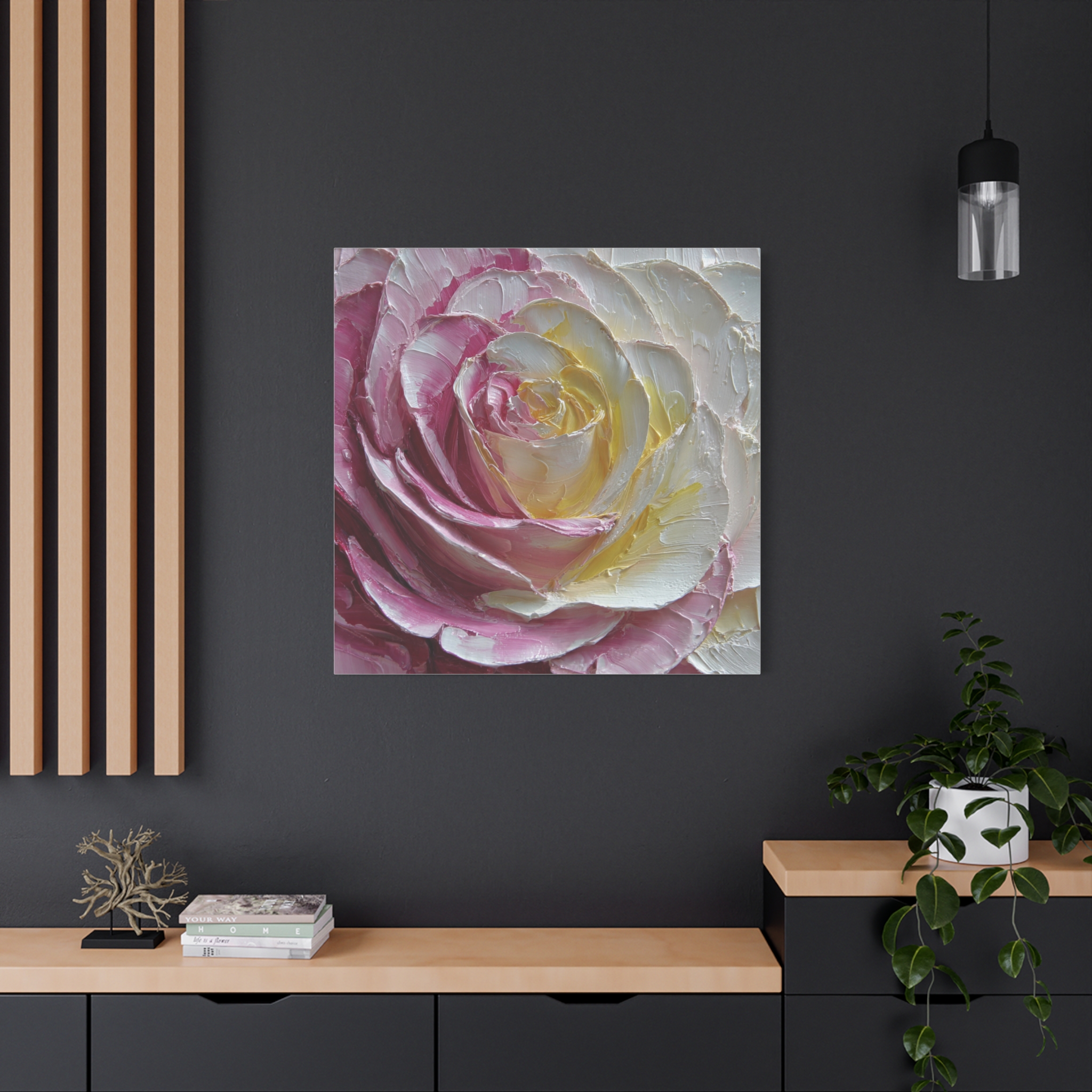 Floral Rose Oil-Paint Texture Canvas - Image 159
