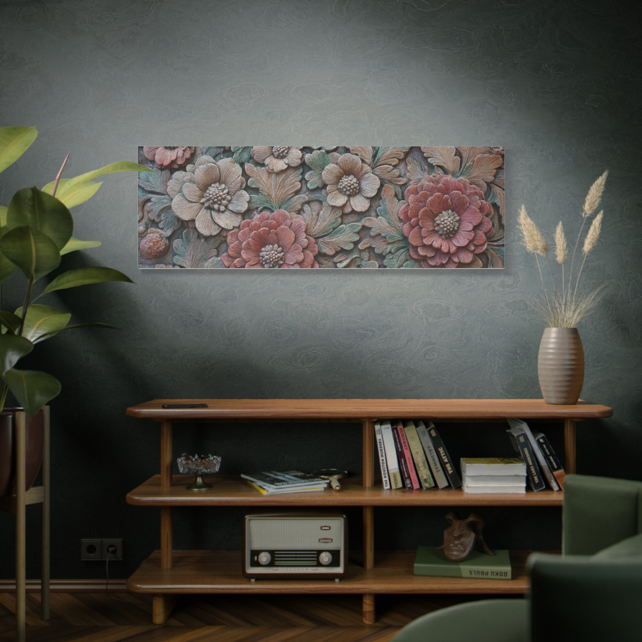 Floral Relief Matte Canvas Wall Art — Stretched Botanical Panel - Image 30