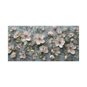 Textured White Dogwood Floral Canvas - Matte Stretched Wall Art