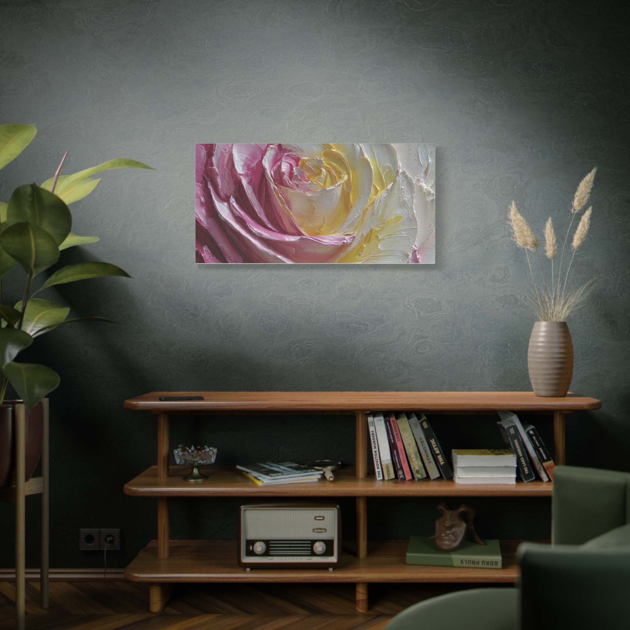 Floral Rose Oil-Paint Texture Canvas - Image 80