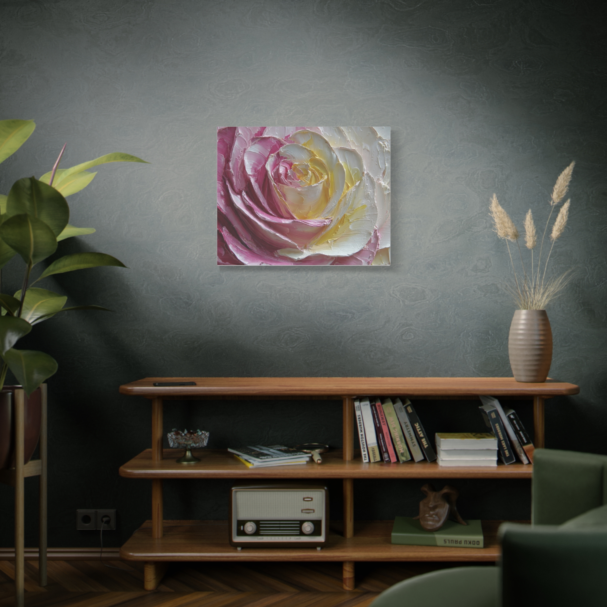 Floral Rose Oil-Paint Texture Canvas - Image 65