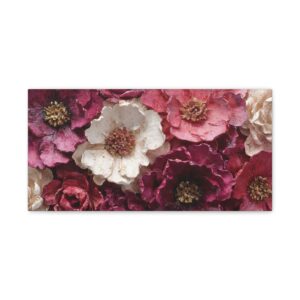 Floral Wall Canvas — Vintage Pink & Burgundy Stretched Flower Art