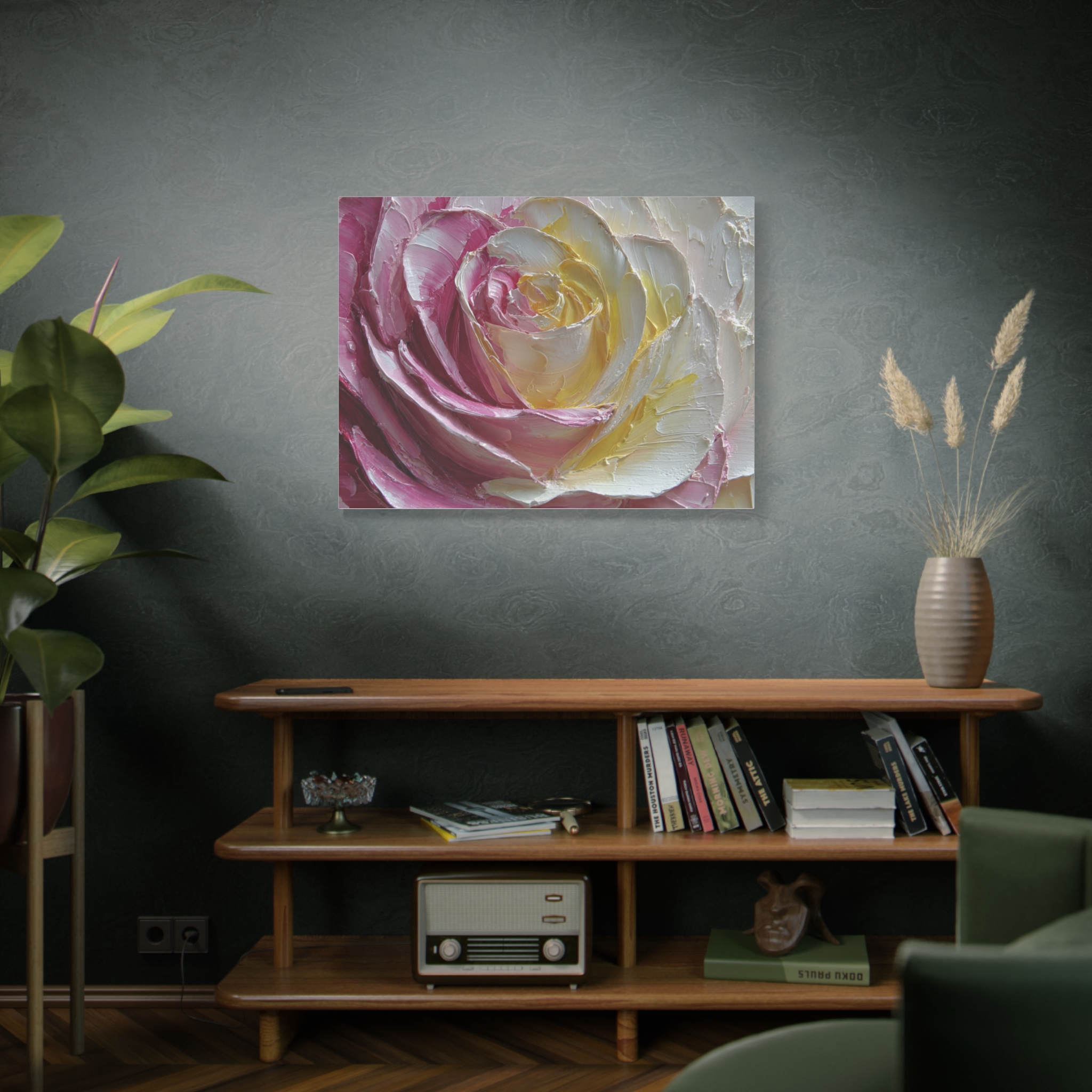 Floral Rose Oil-Paint Texture Canvas - Image 85