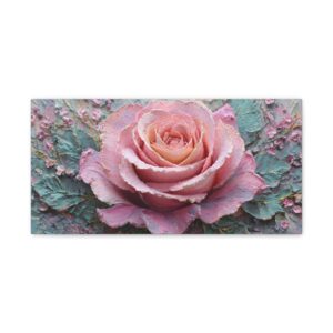 Pink Rose Canvas Wall Art — Textured Floral Matte Stretched Canvas