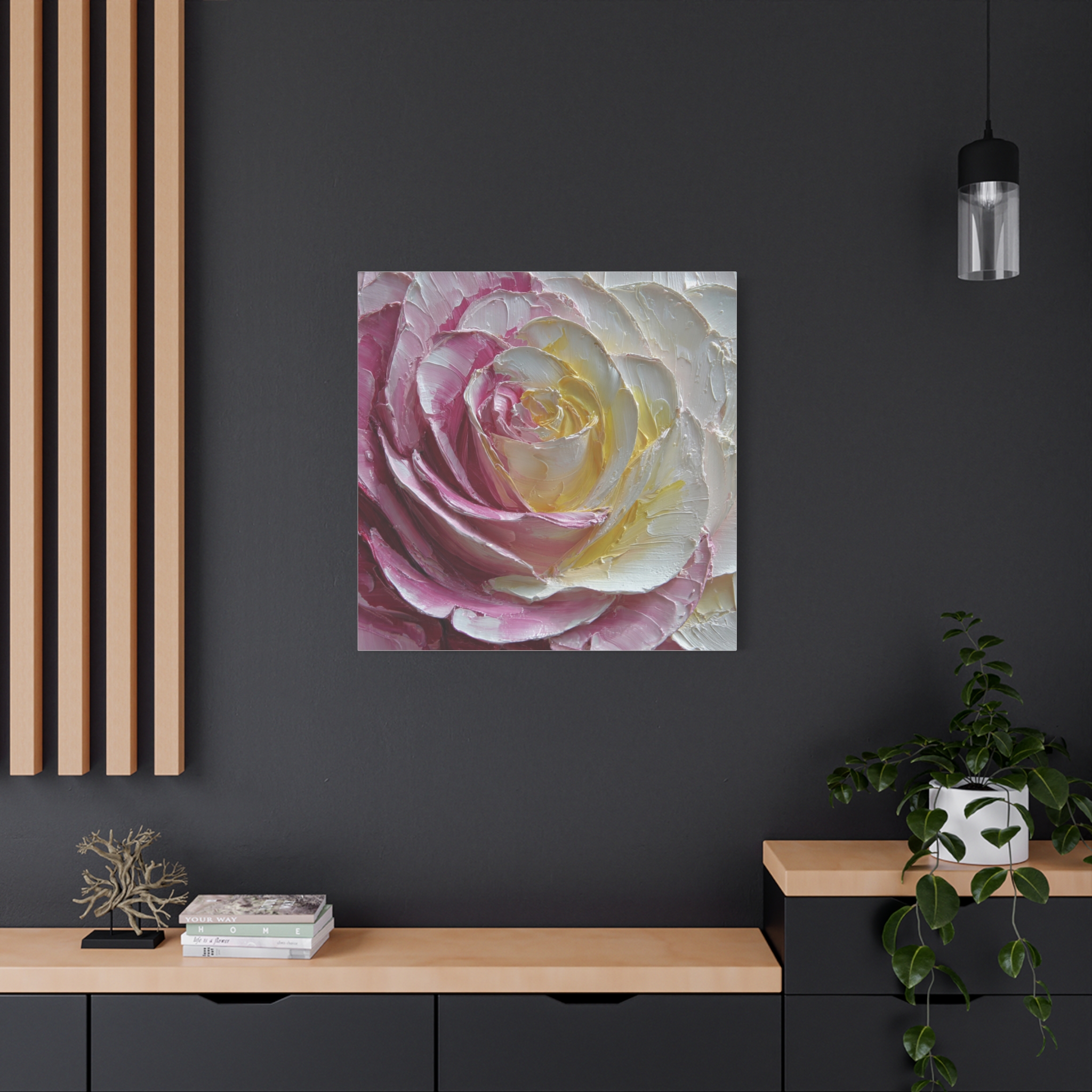 Floral Rose Oil-Paint Texture Canvas - Image 154