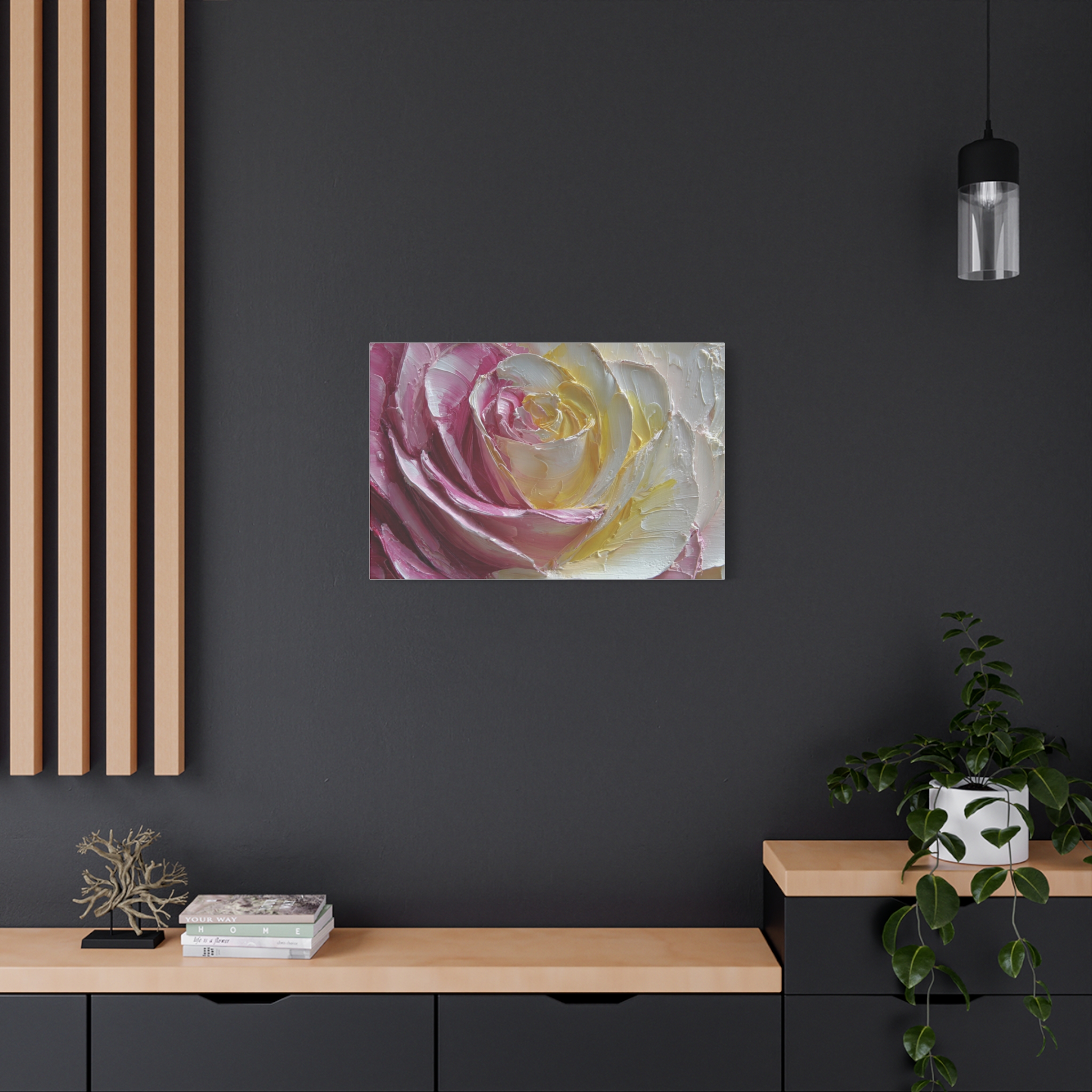 Floral Rose Oil-Paint Texture Canvas - Image 59