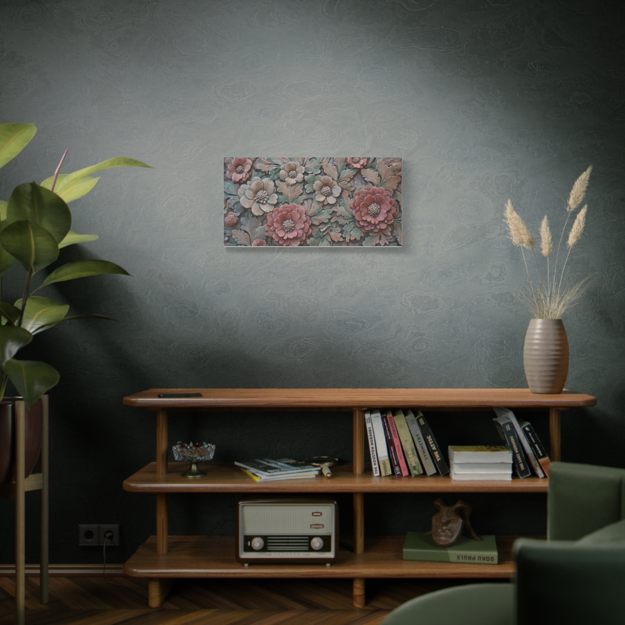 Floral Relief Matte Canvas Wall Art — Stretched Botanical Panel - Image 10