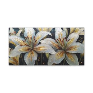White Lily Floral Canvas Wall Art — Stretched Matte Canvas 1.25"