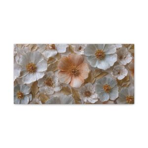 Floral Wall Canvas Print — Neutral Textured Poppies Art
