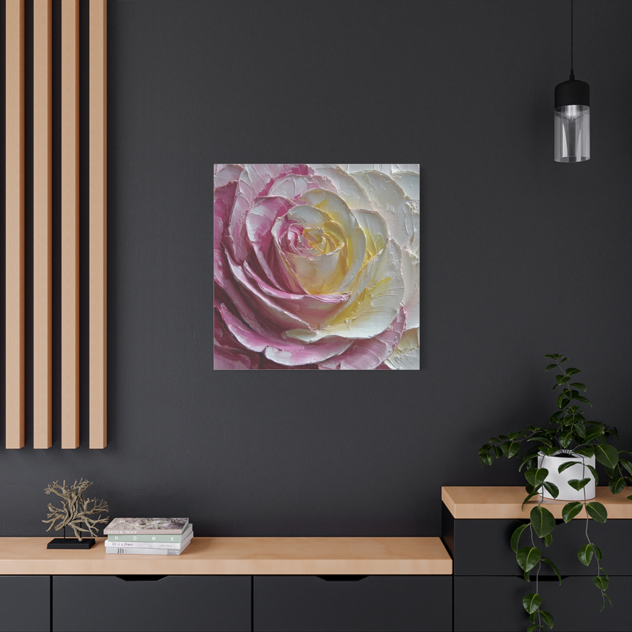 Floral Rose Oil-Paint Texture Canvas - Image 149