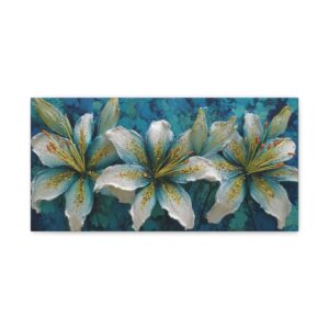 Blue Lily Floral Matte Canvas Wall Art — Stretched 1.25"