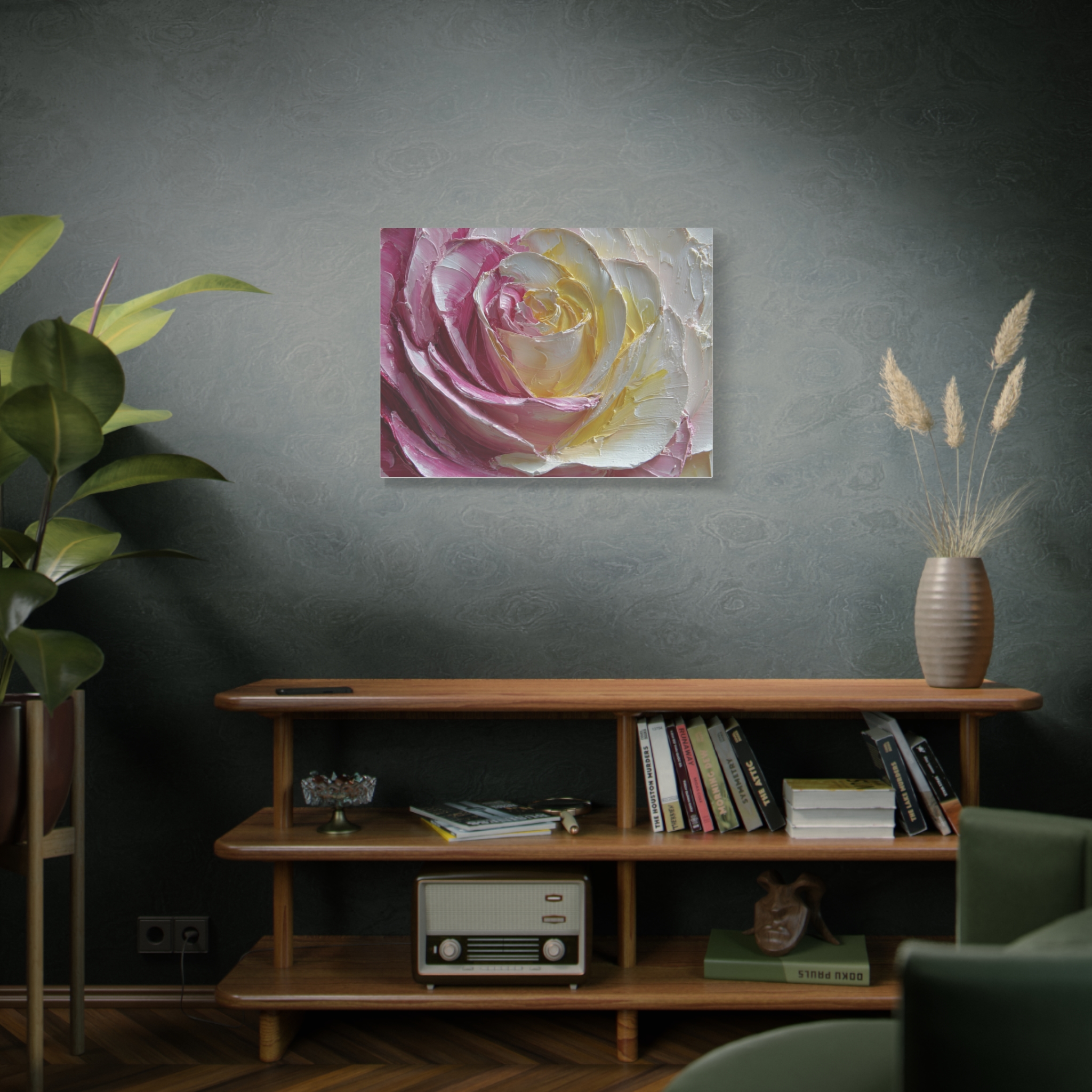 Floral Rose Oil-Paint Texture Canvas - Image 70