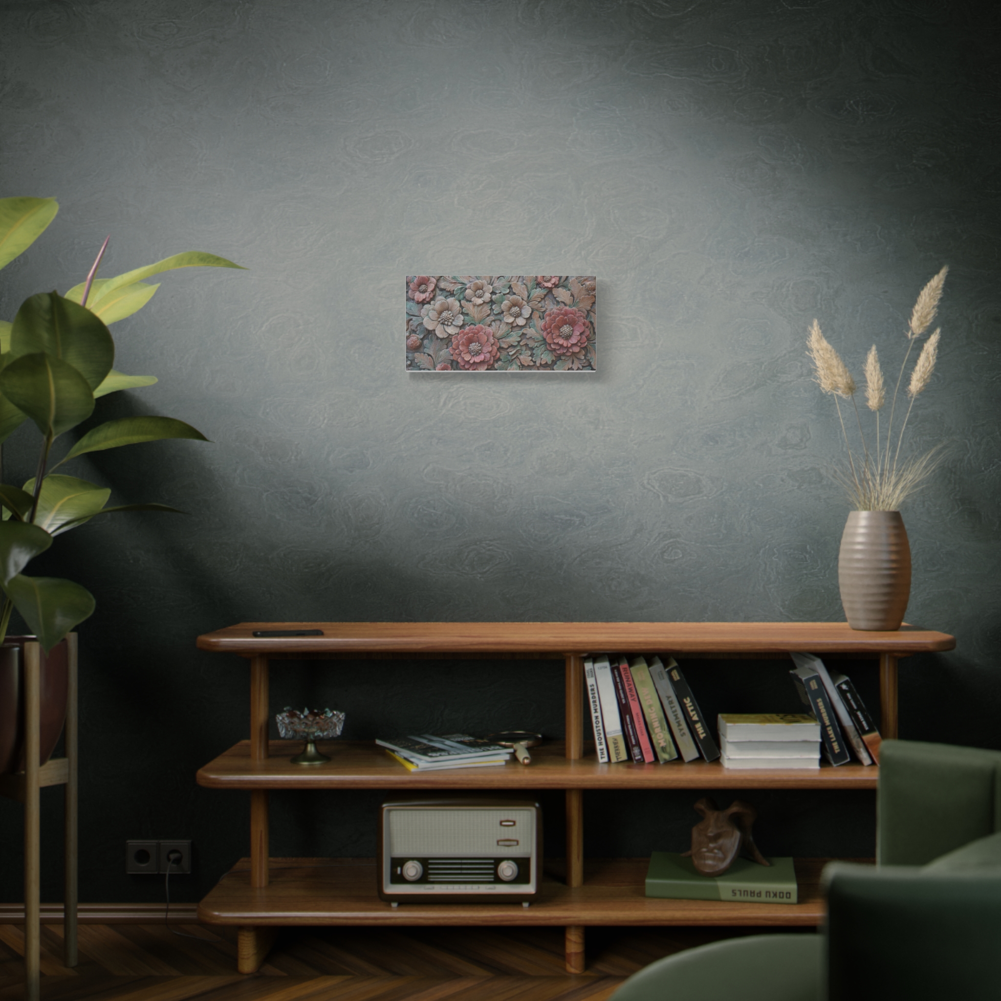 Floral Relief Matte Canvas Wall Art — Stretched Botanical Panel - Image 5