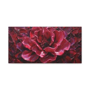 Red Floral Canvas Wall Art — Stretched Matte Canvas 1.25"