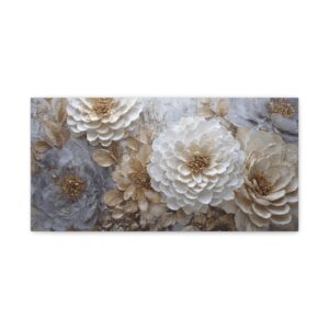 Floral Wall Art Canvas - Neutral Gold & White Peony Stretched Canvas