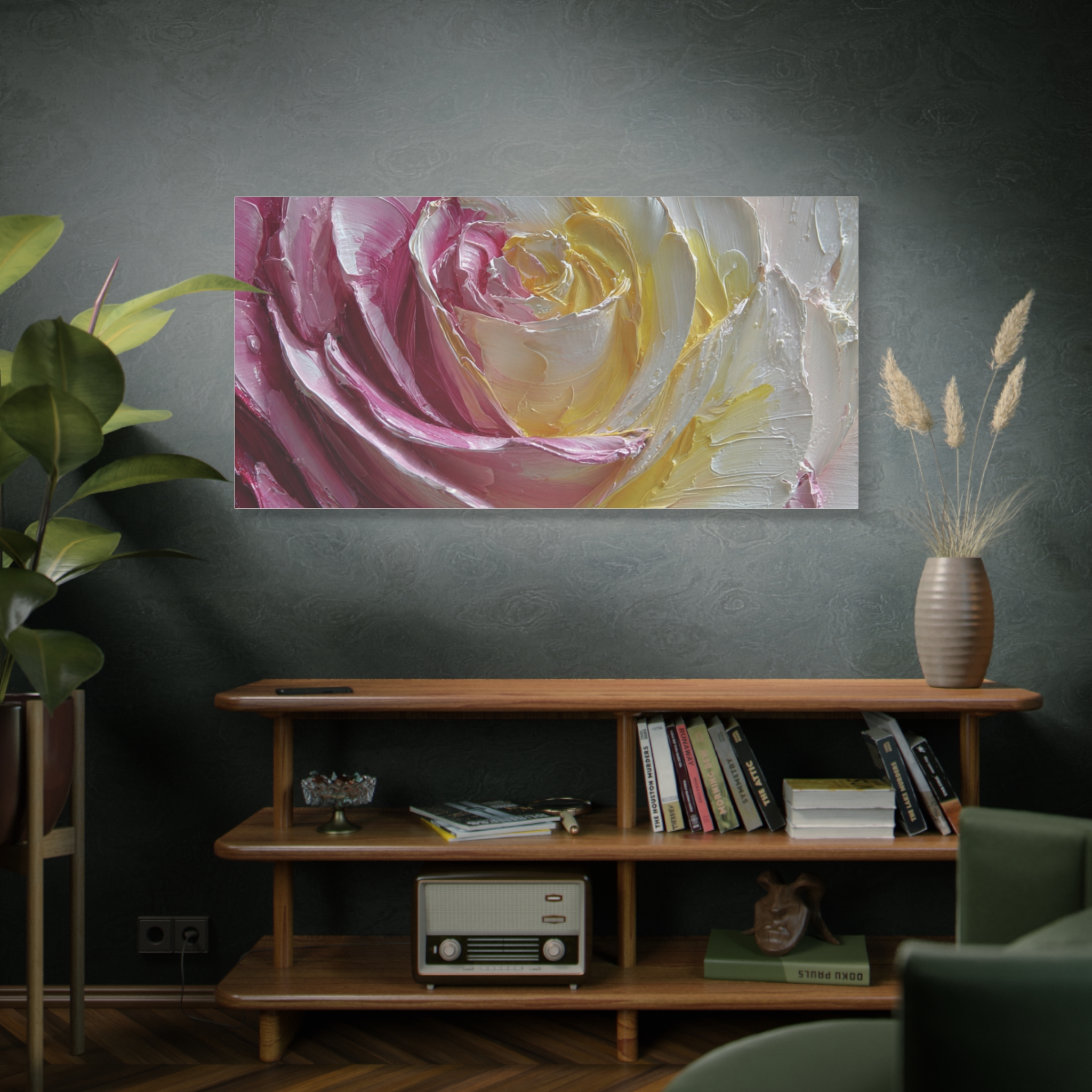 Floral Rose Oil-Paint Texture Canvas - Image 105