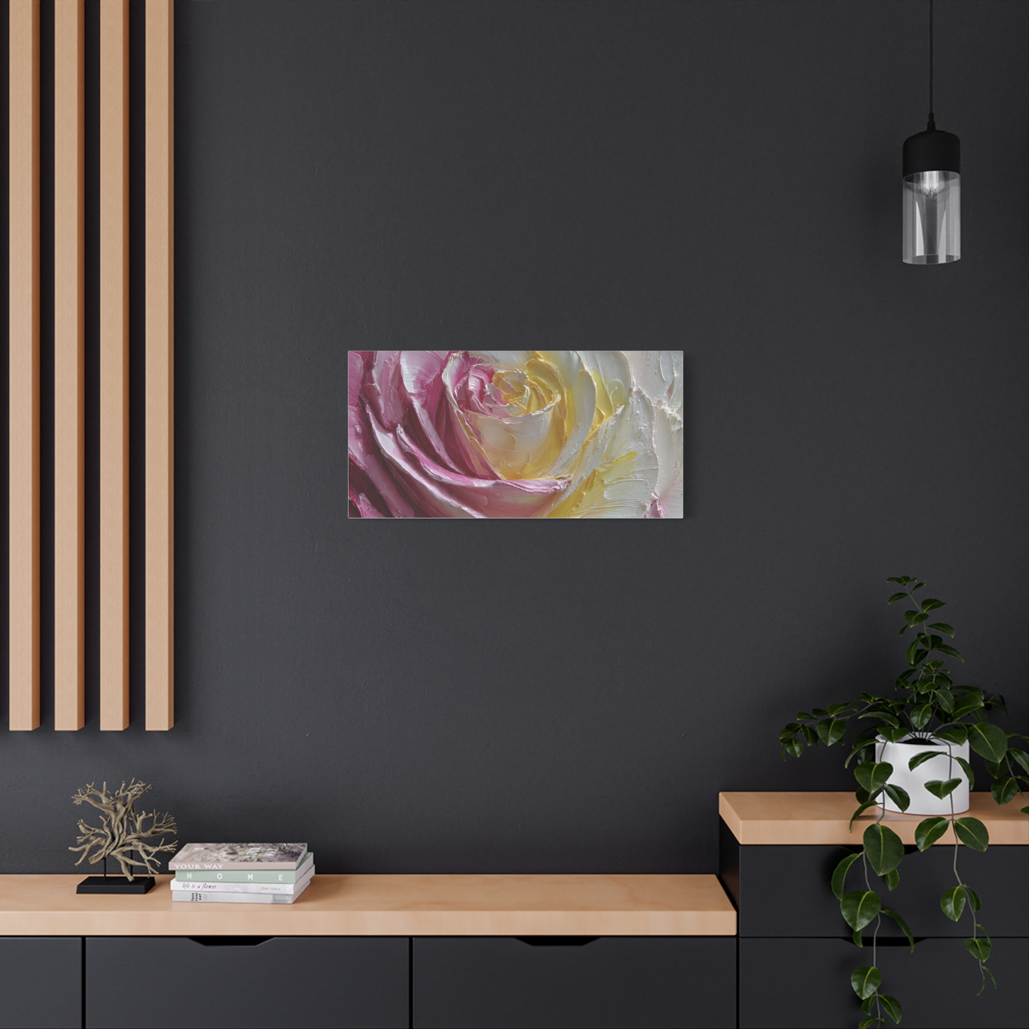 Floral Rose Oil-Paint Texture Canvas - Image 54
