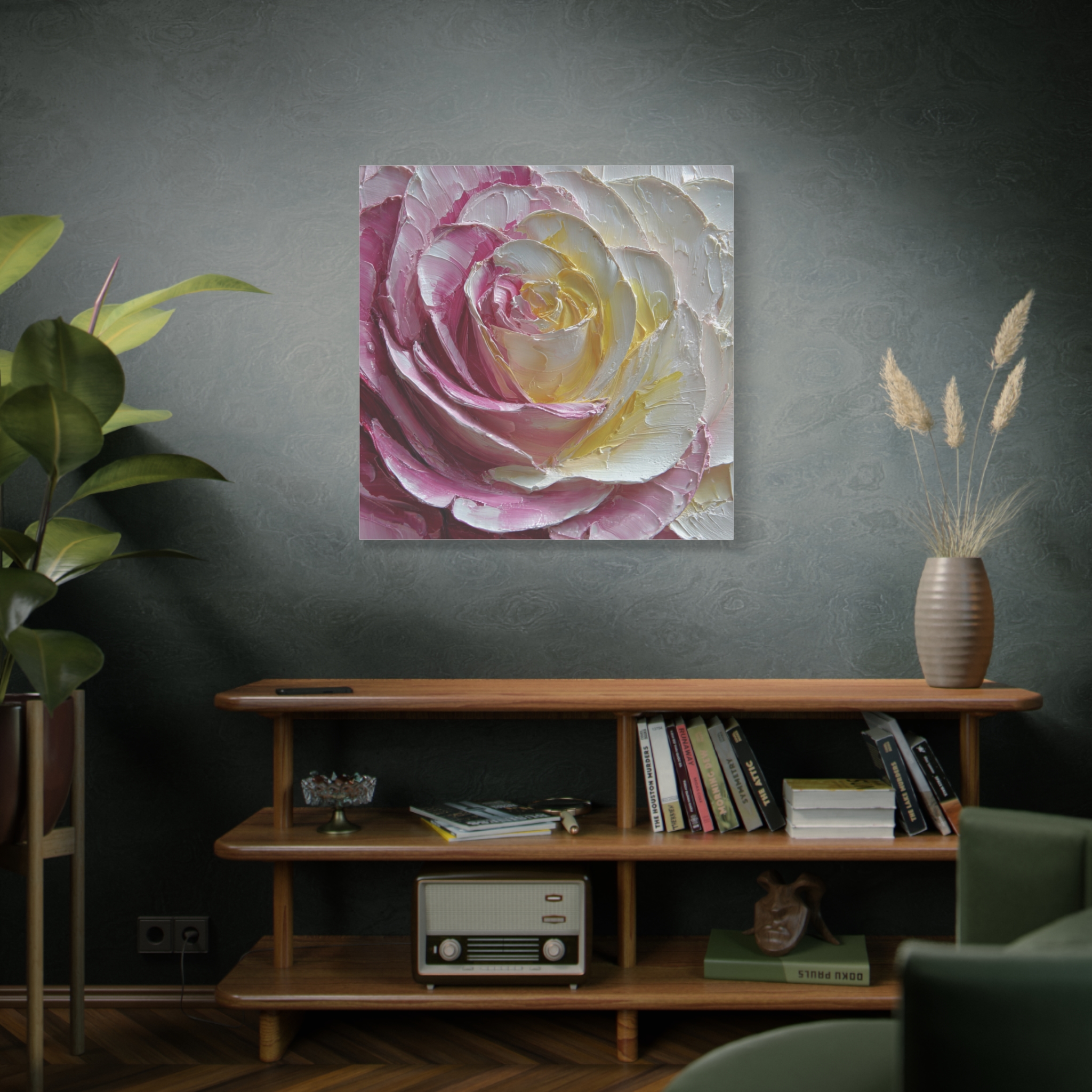 Floral Rose Oil-Paint Texture Canvas - Image 160