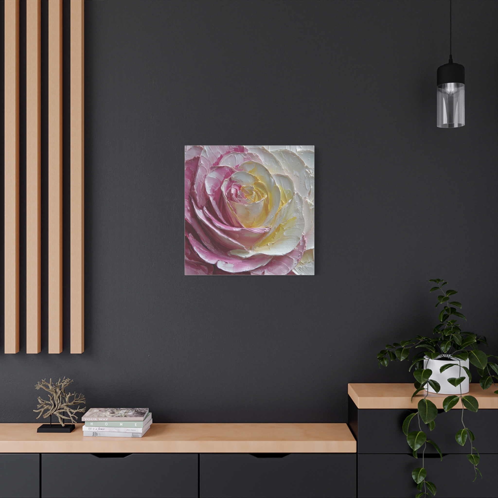 Floral Rose Oil-Paint Texture Canvas - Image 144