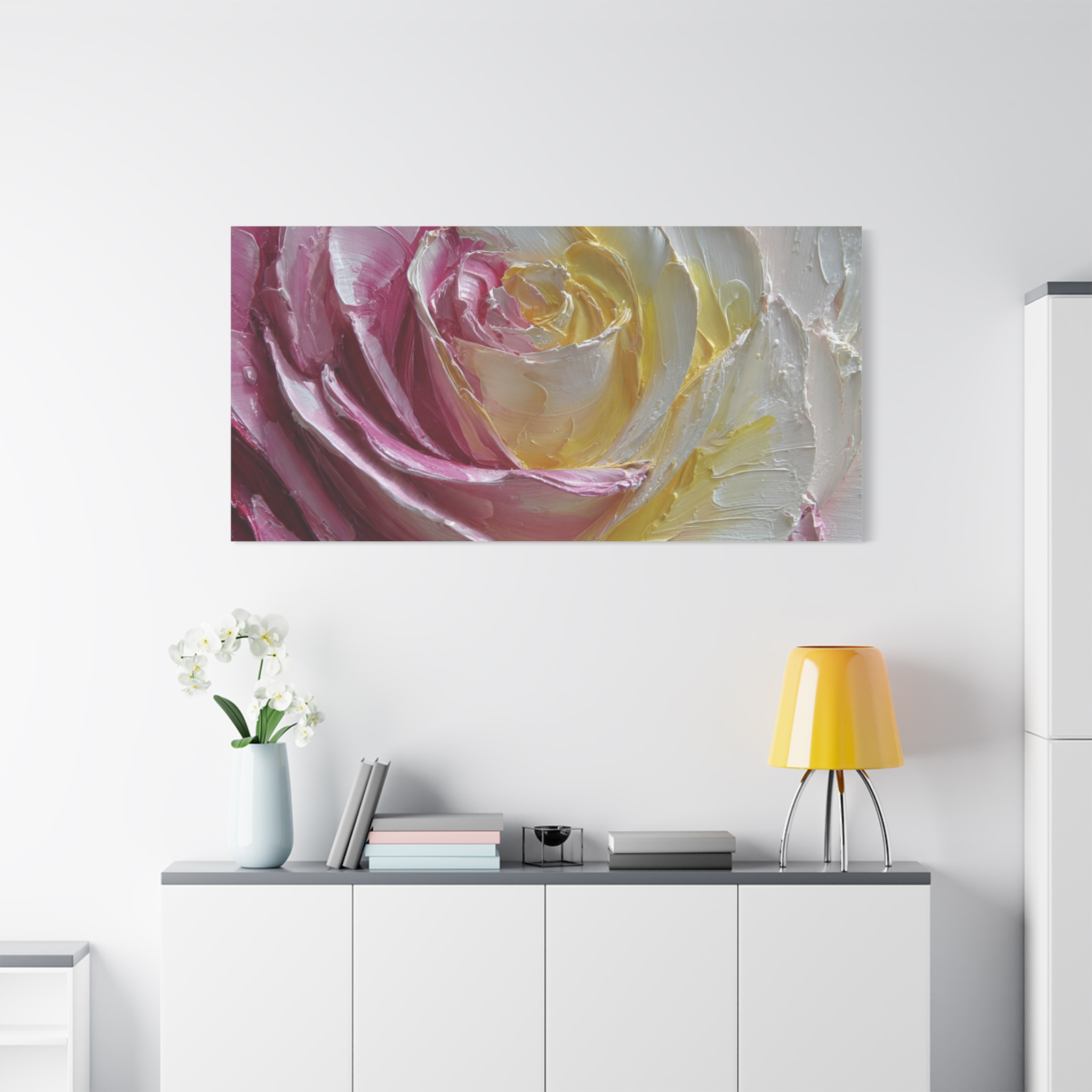 Floral Rose Oil-Paint Texture Canvas - Image 103
