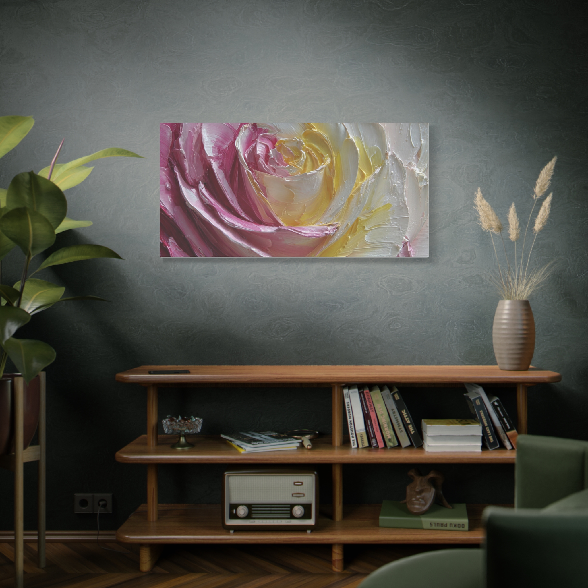 Floral Rose Oil-Paint Texture Canvas - Image 90