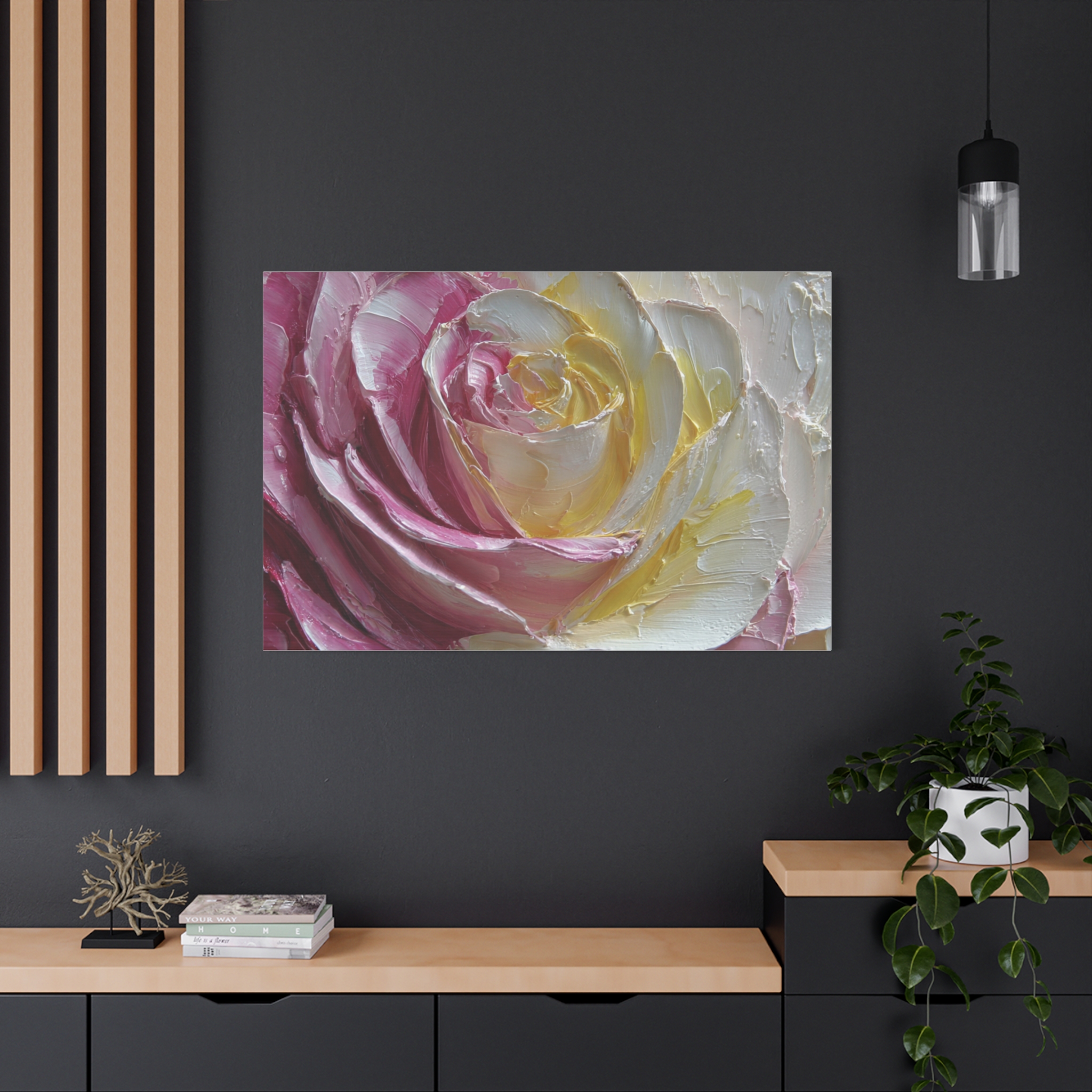 Floral Rose Oil-Paint Texture Canvas - Image 94