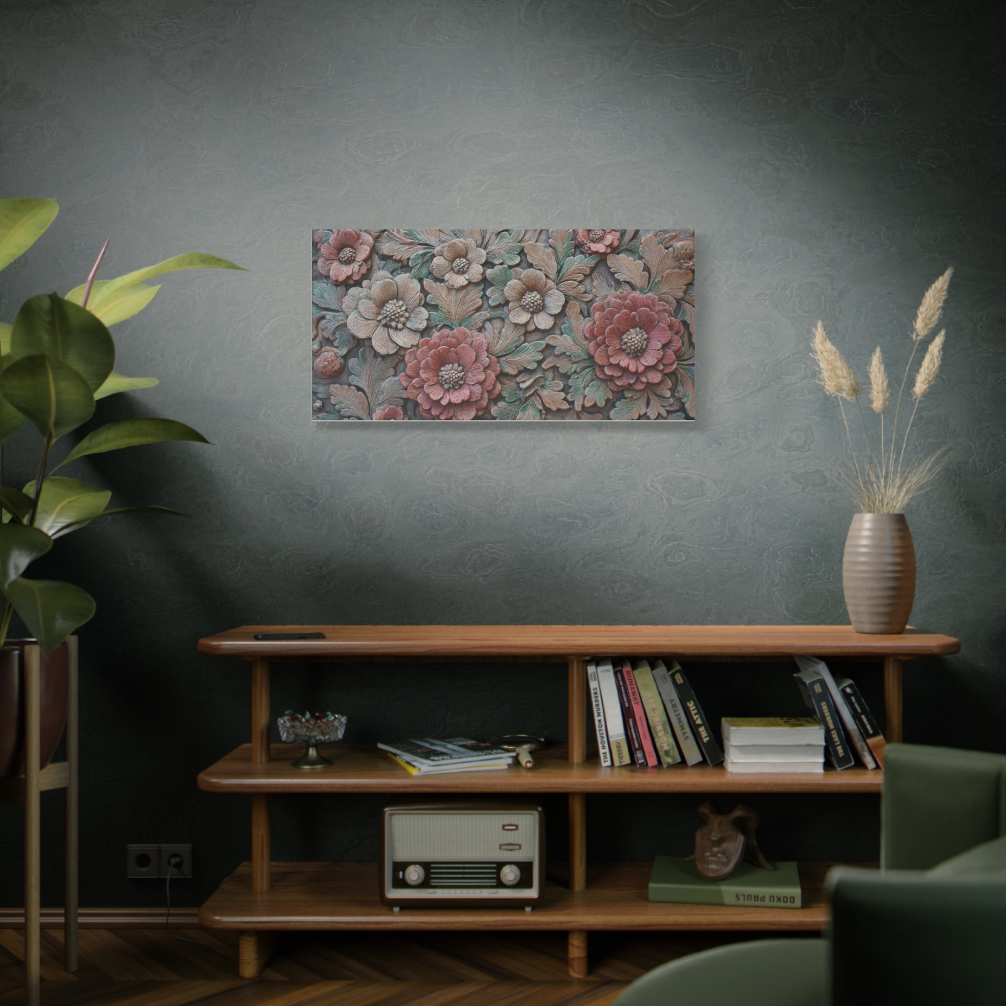 Floral Relief Matte Canvas Wall Art — Stretched Botanical Panel - Image 15
