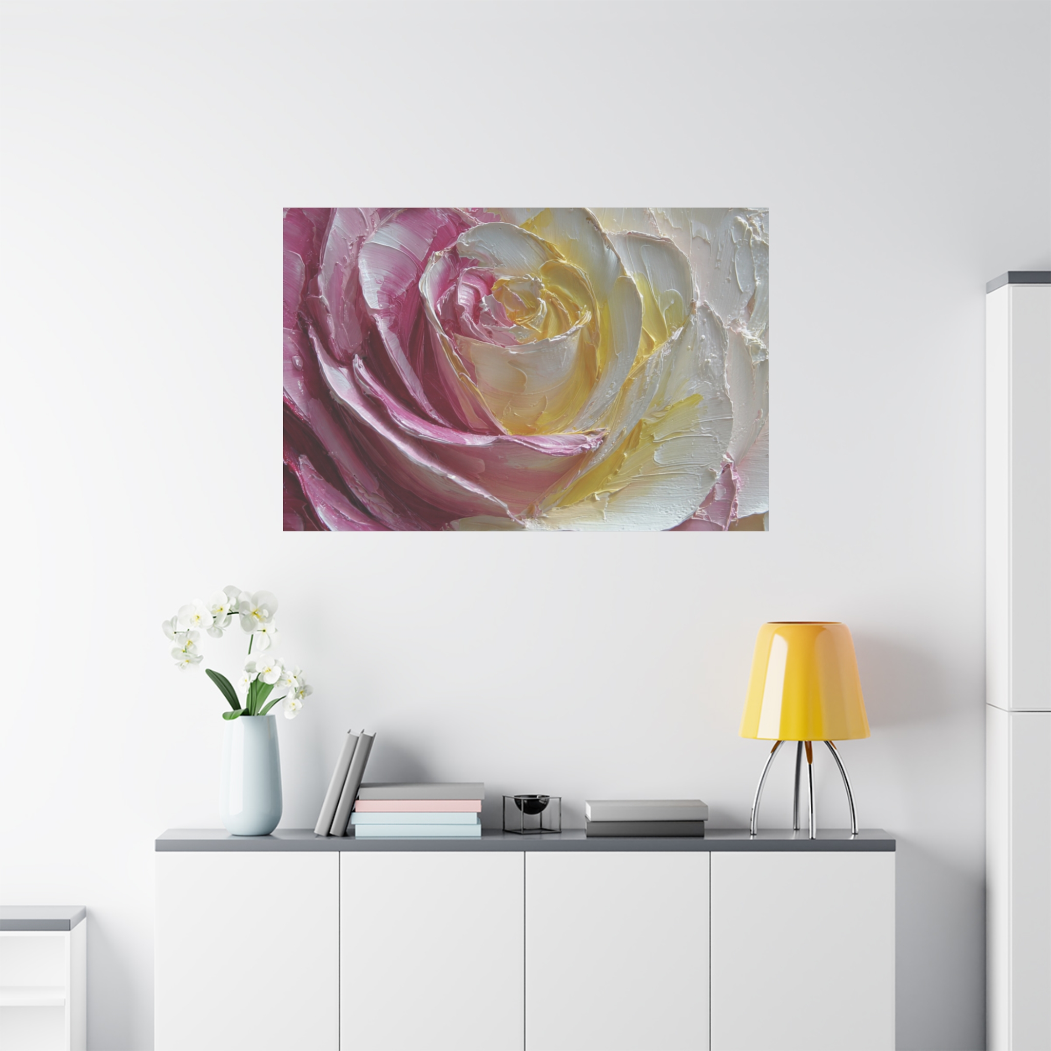 Floral Rose Oil-Paint Texture Canvas - Image 93