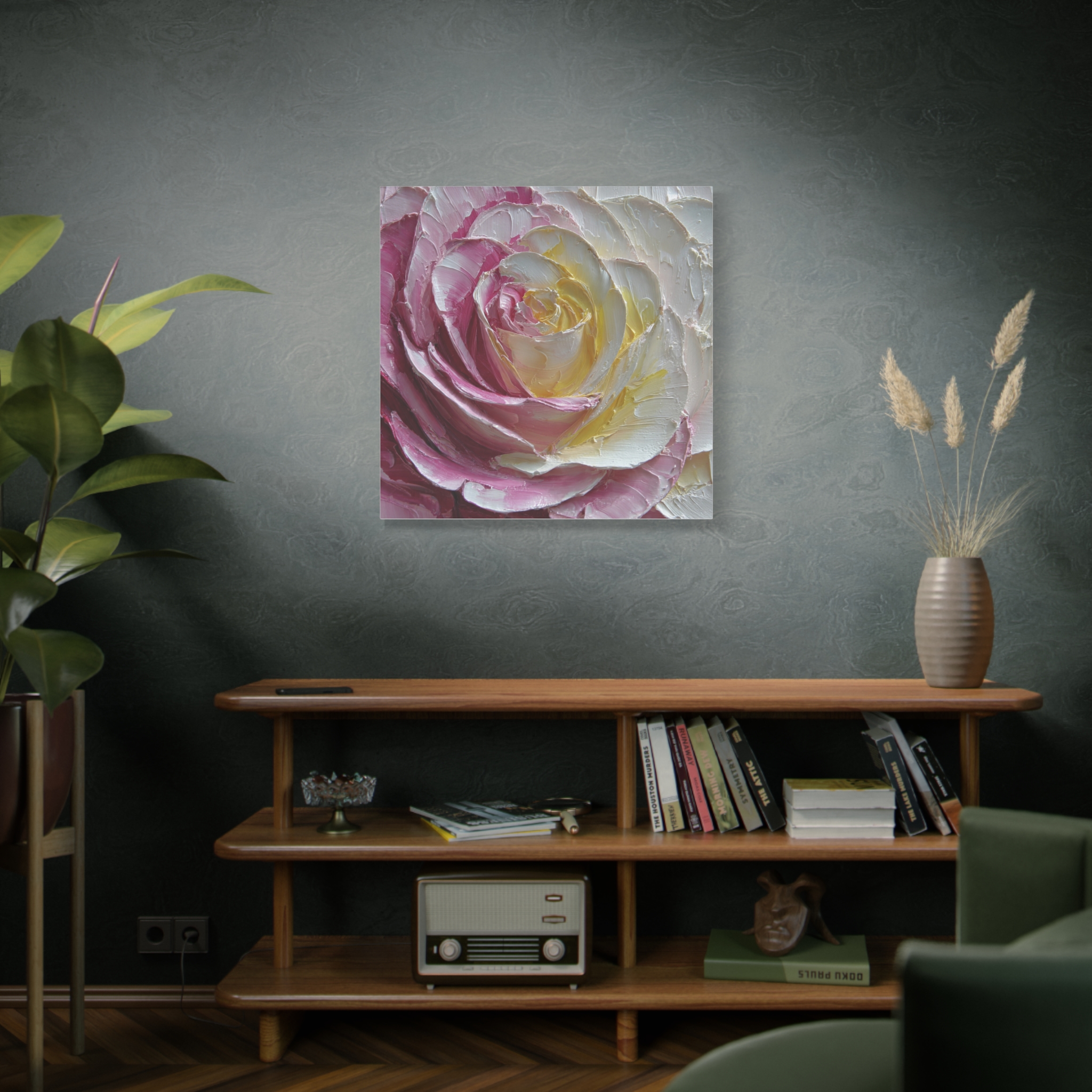 Floral Rose Oil-Paint Texture Canvas - Image 155