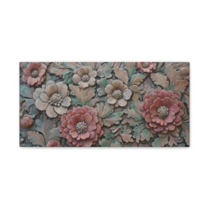 Floral Relief Matte Canvas Wall Art — Stretched Botanical Panel