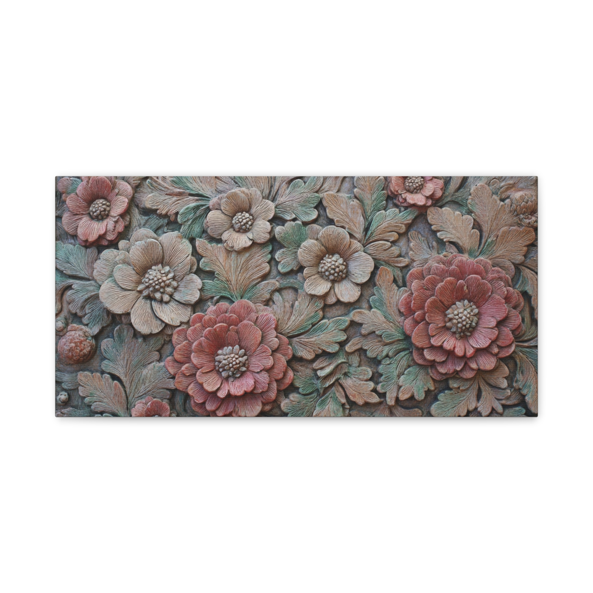 Floral Relief Matte Canvas Wall Art — Stretched Botanical Panel