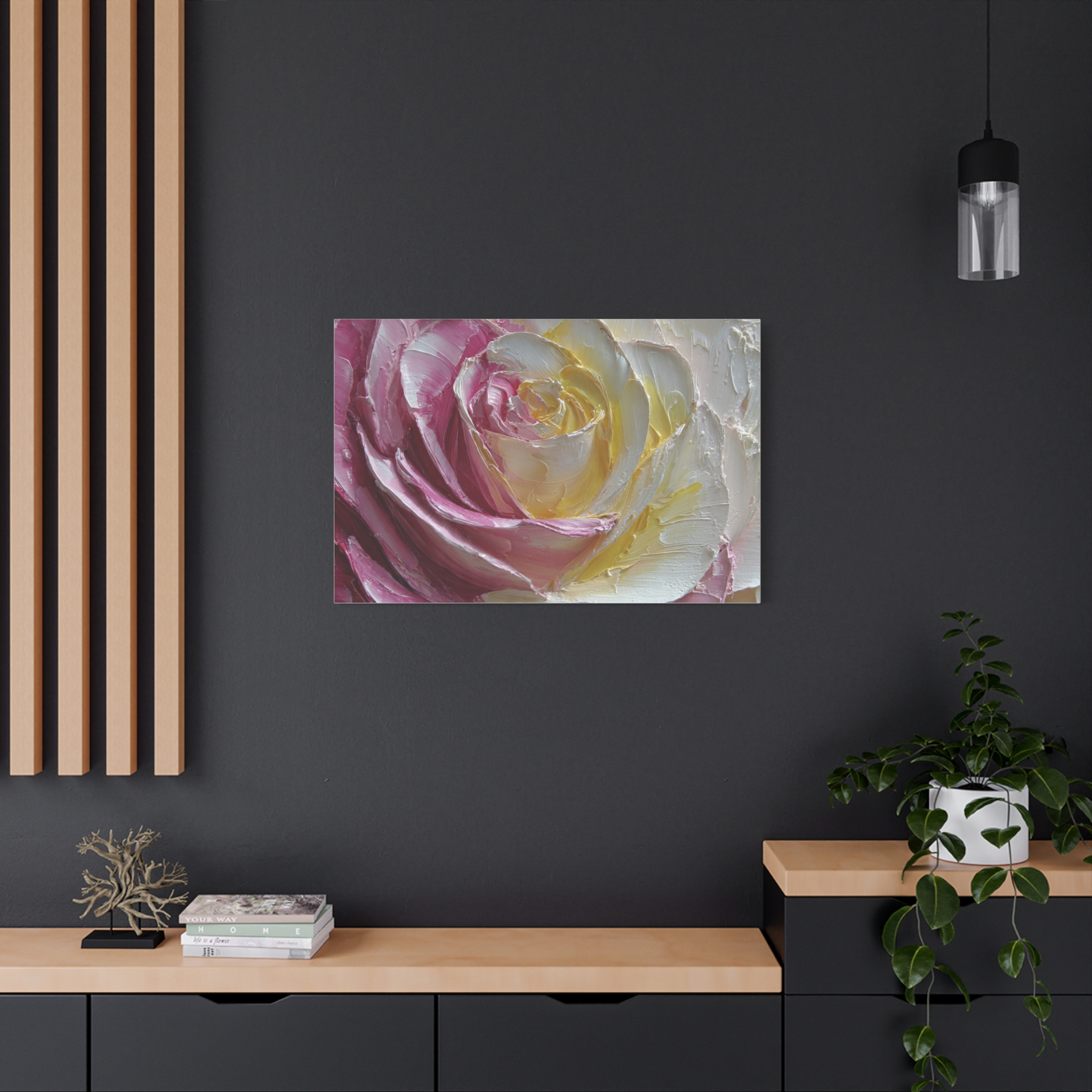 Floral Rose Oil-Paint Texture Canvas - Image 74