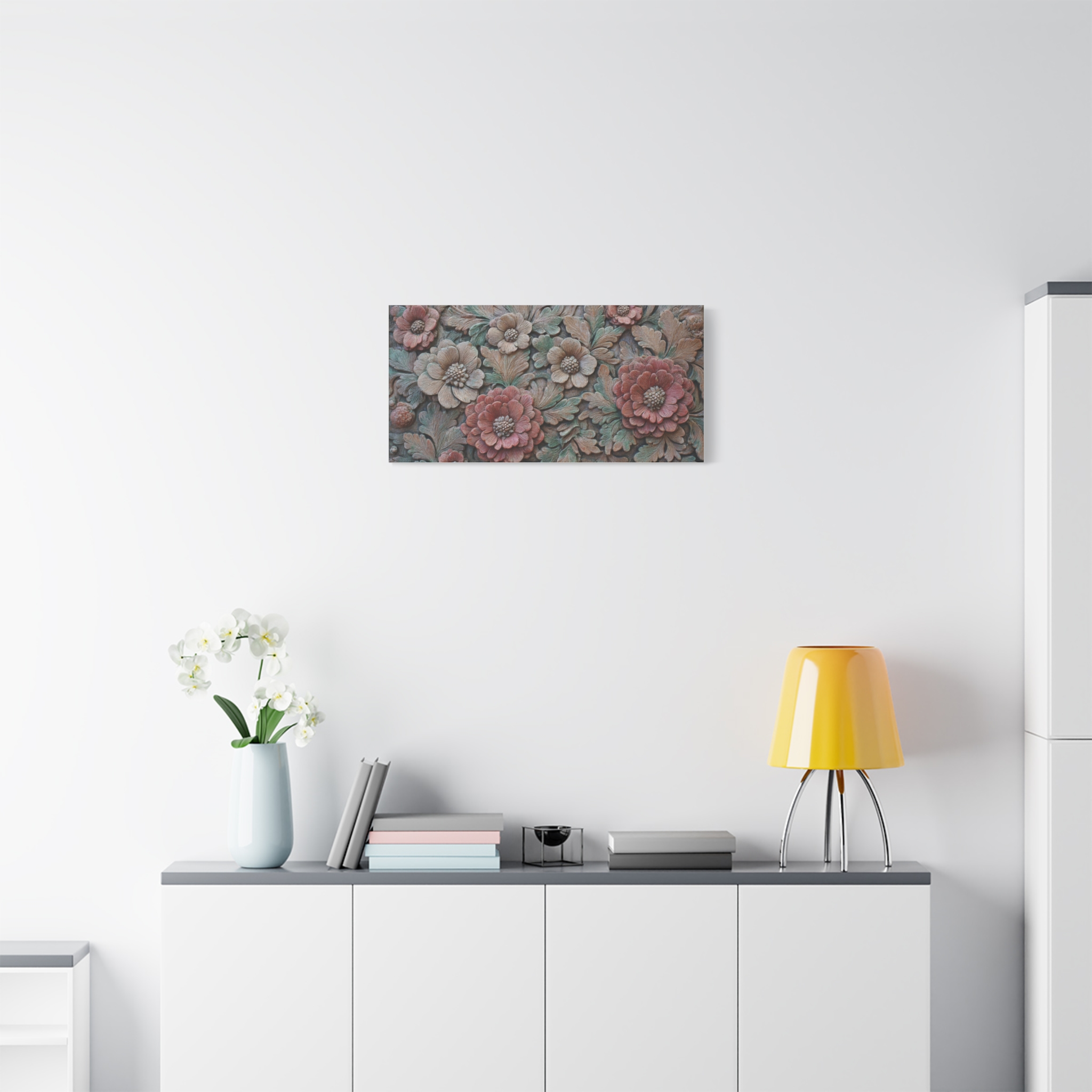 Floral Relief Matte Canvas Wall Art — Stretched Botanical Panel - Image 8