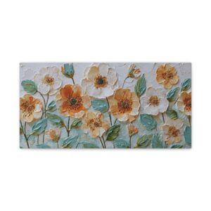 Yellow Floral Matte Stretched Canvas Wall Art — Textured Wildflower Painting