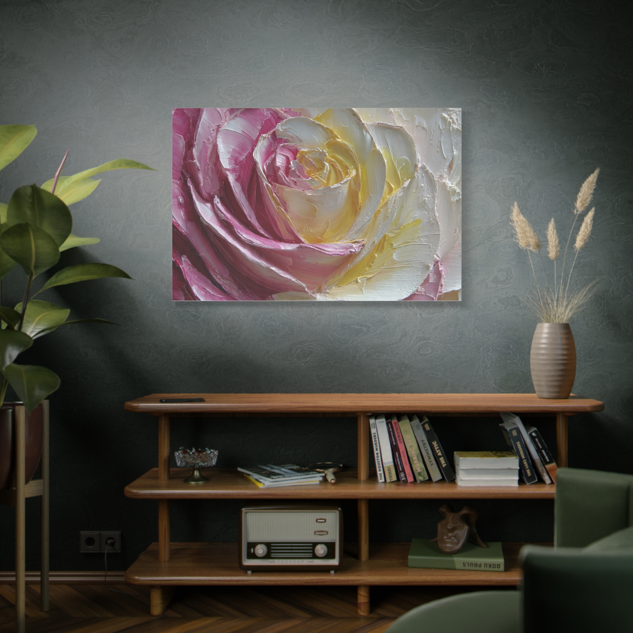 Floral Rose Oil-Paint Texture Canvas - Image 95