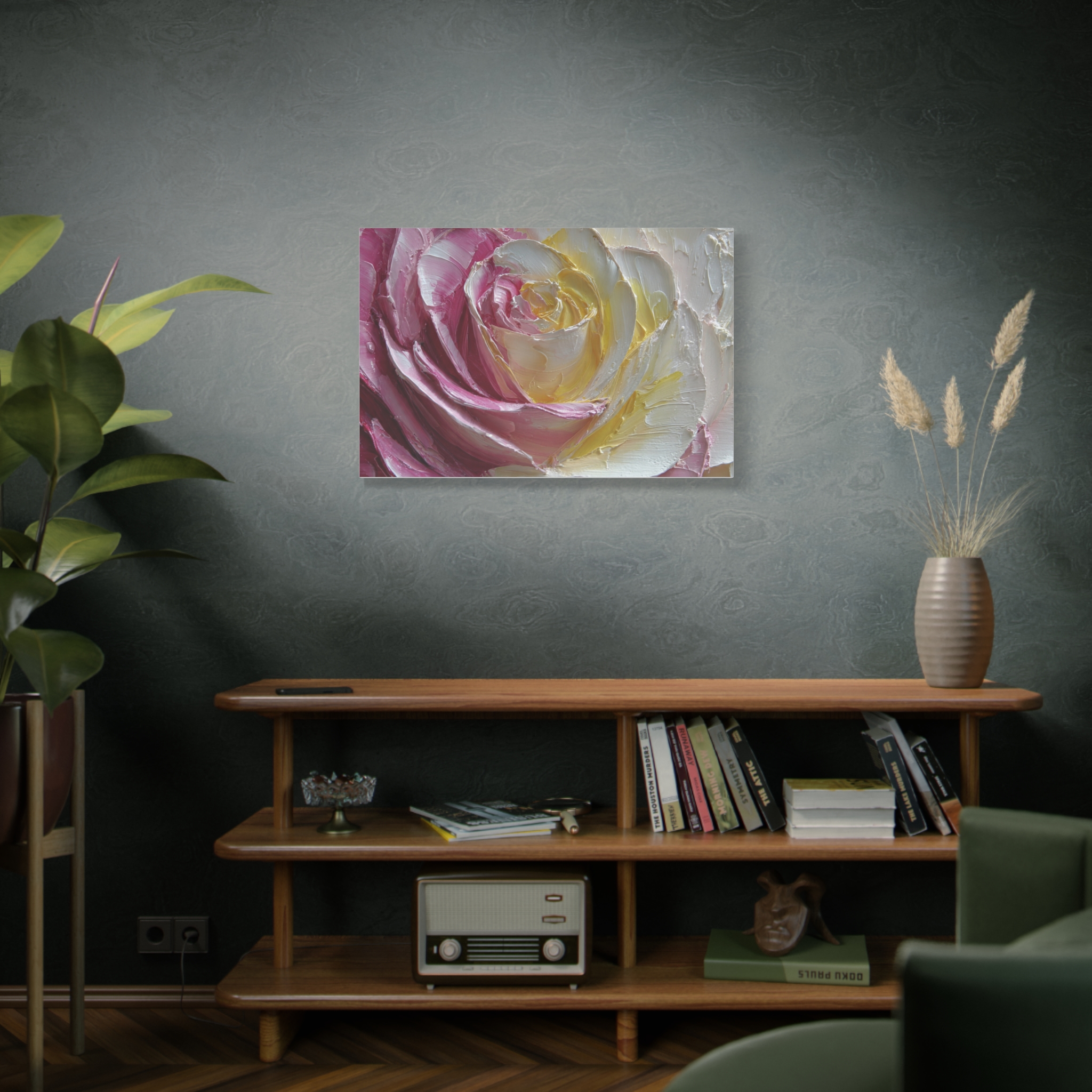 Floral Rose Oil-Paint Texture Canvas - Image 75