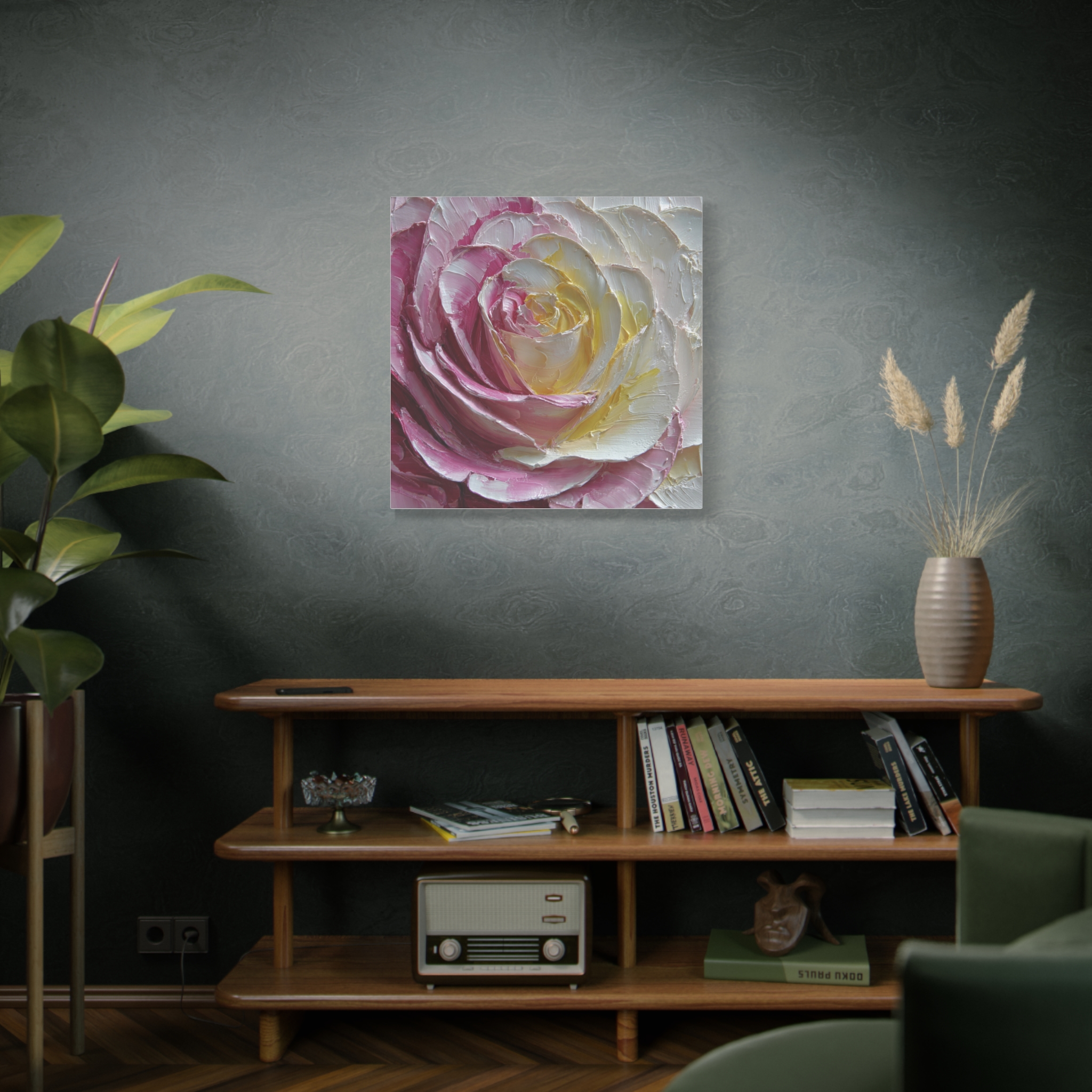 Floral Rose Oil-Paint Texture Canvas - Image 150