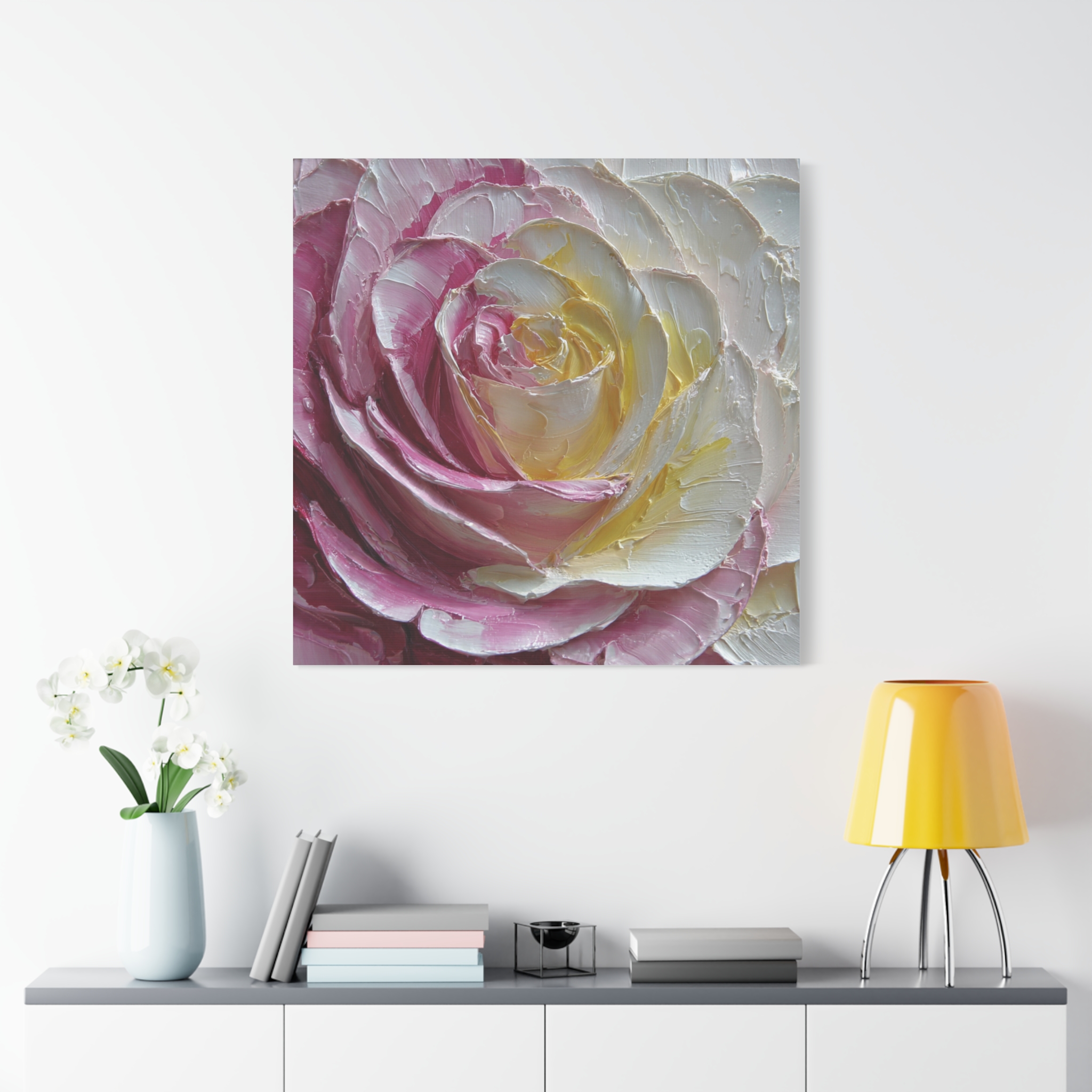 Floral Rose Oil-Paint Texture Canvas - Image 158