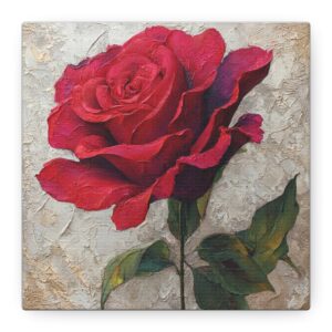 Red Rose Matte Canvas Wall Art — Stretched 1.25" Floral Painting