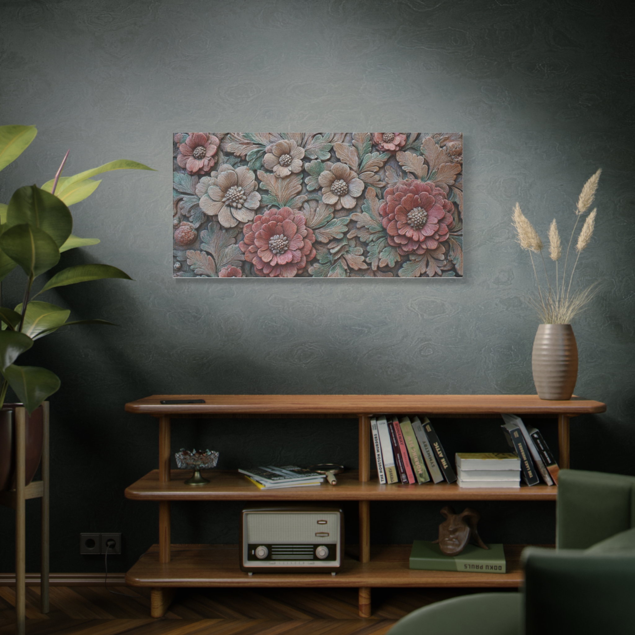 Floral Relief Matte Canvas Wall Art — Stretched Botanical Panel - Image 25