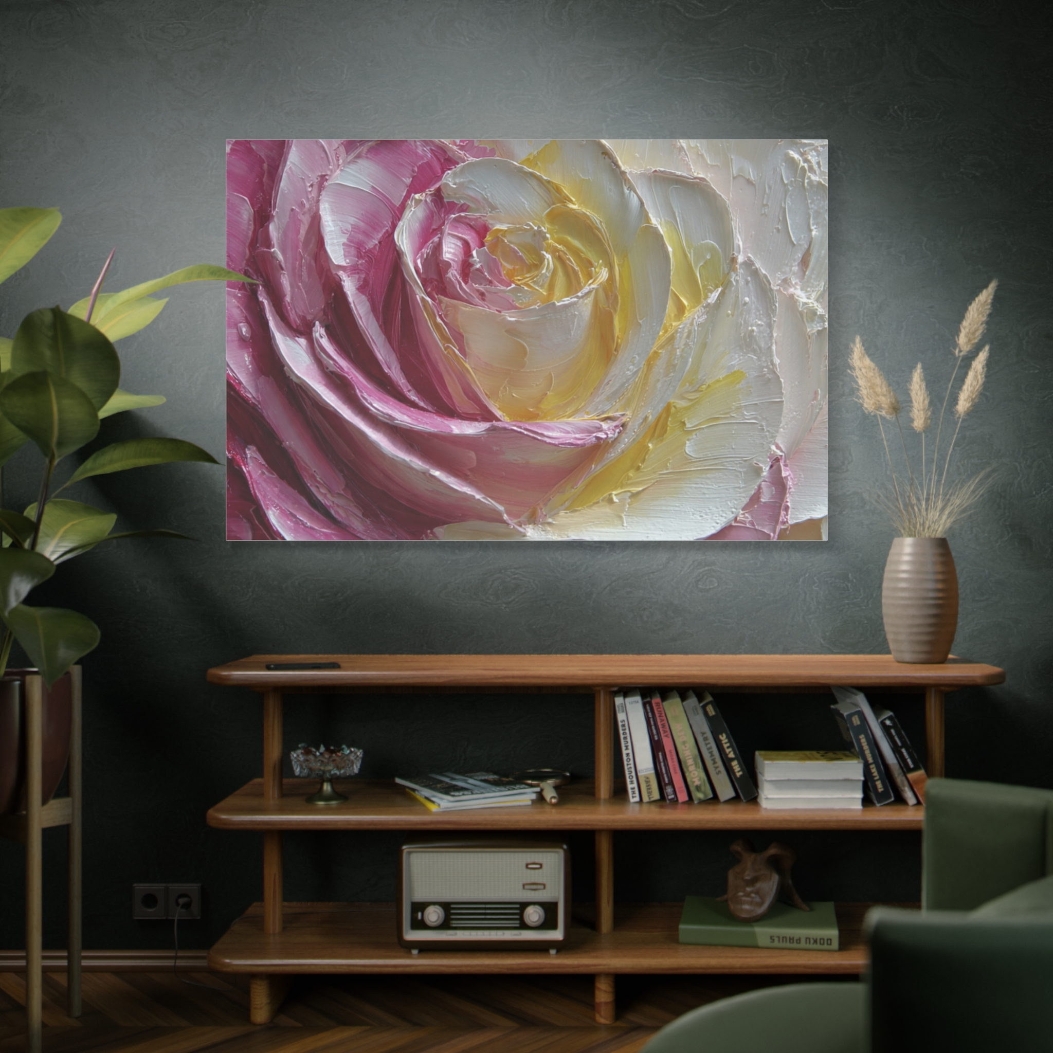 Floral Rose Oil-Paint Texture Canvas - Image 110