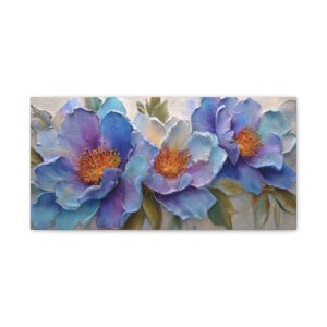 Blue Peony Floral Canvas Wall Art — Matte Stretched Canvas
