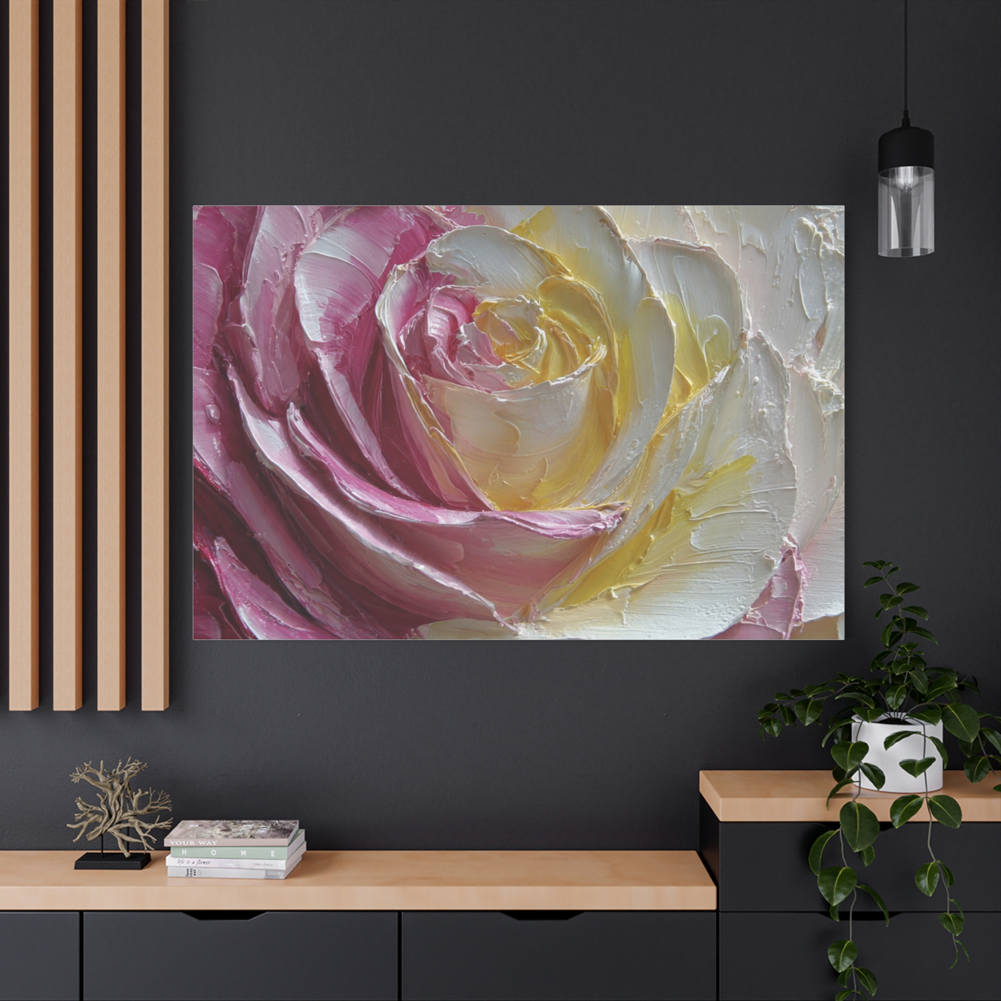 Floral Rose Oil-Paint Texture Canvas - Image 109