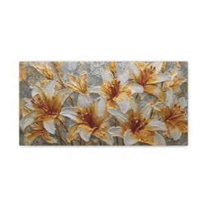 Golden Lily Matte Canvas Wall Art — Stretched Floral Painting