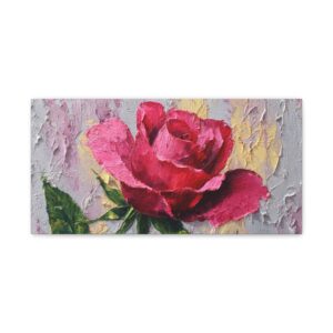 Pink Rose Oil Painting Canvas Print — Stretched Matte Wall Art