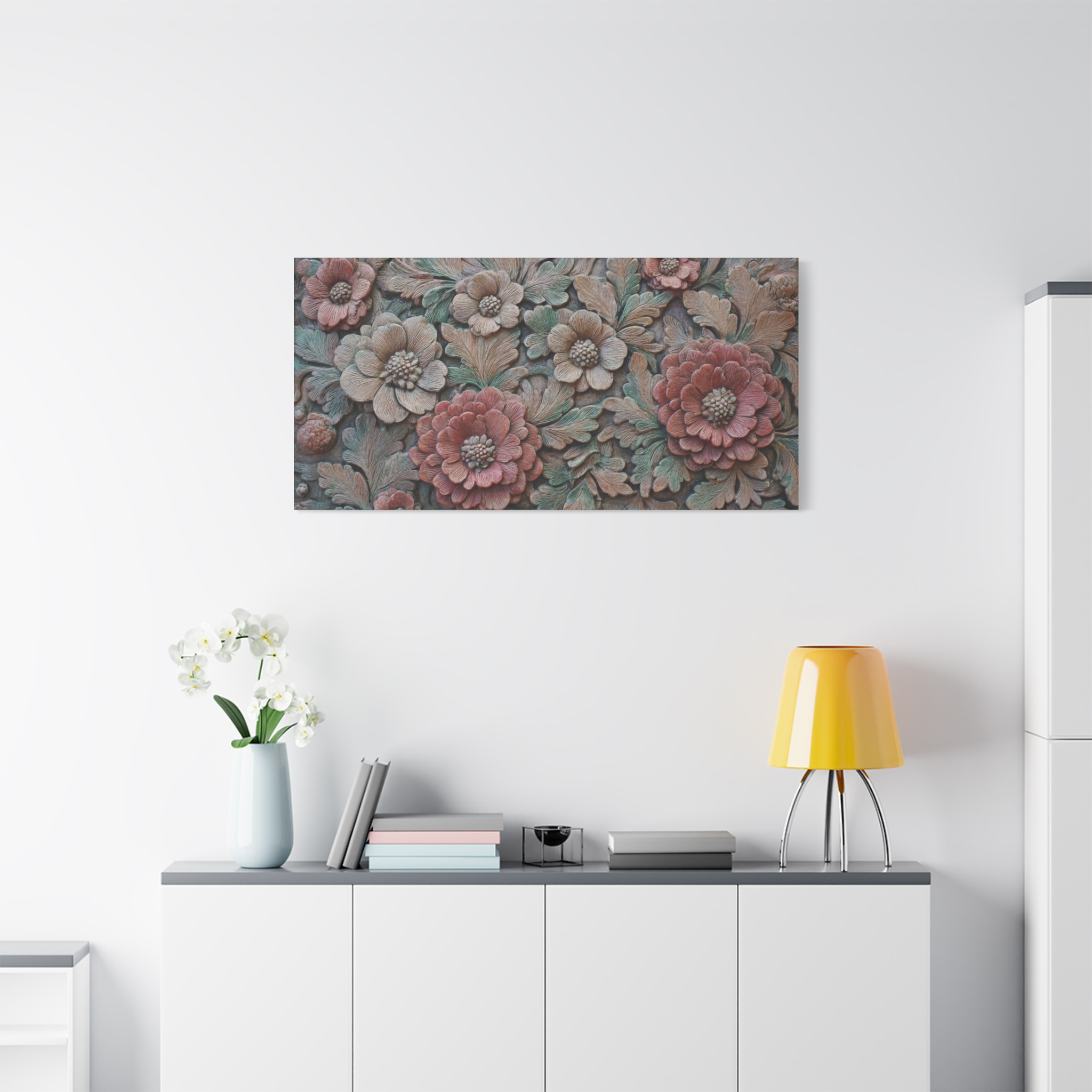 Floral Relief Matte Canvas Wall Art — Stretched Botanical Panel - Image 23