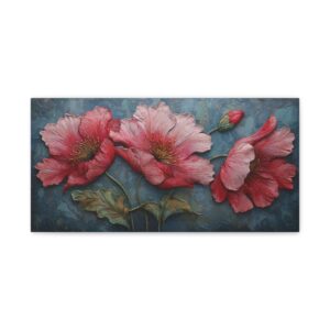 Poppy Blossom Matte Stretched Canvas Wall Art — Pink Floral Home Decor