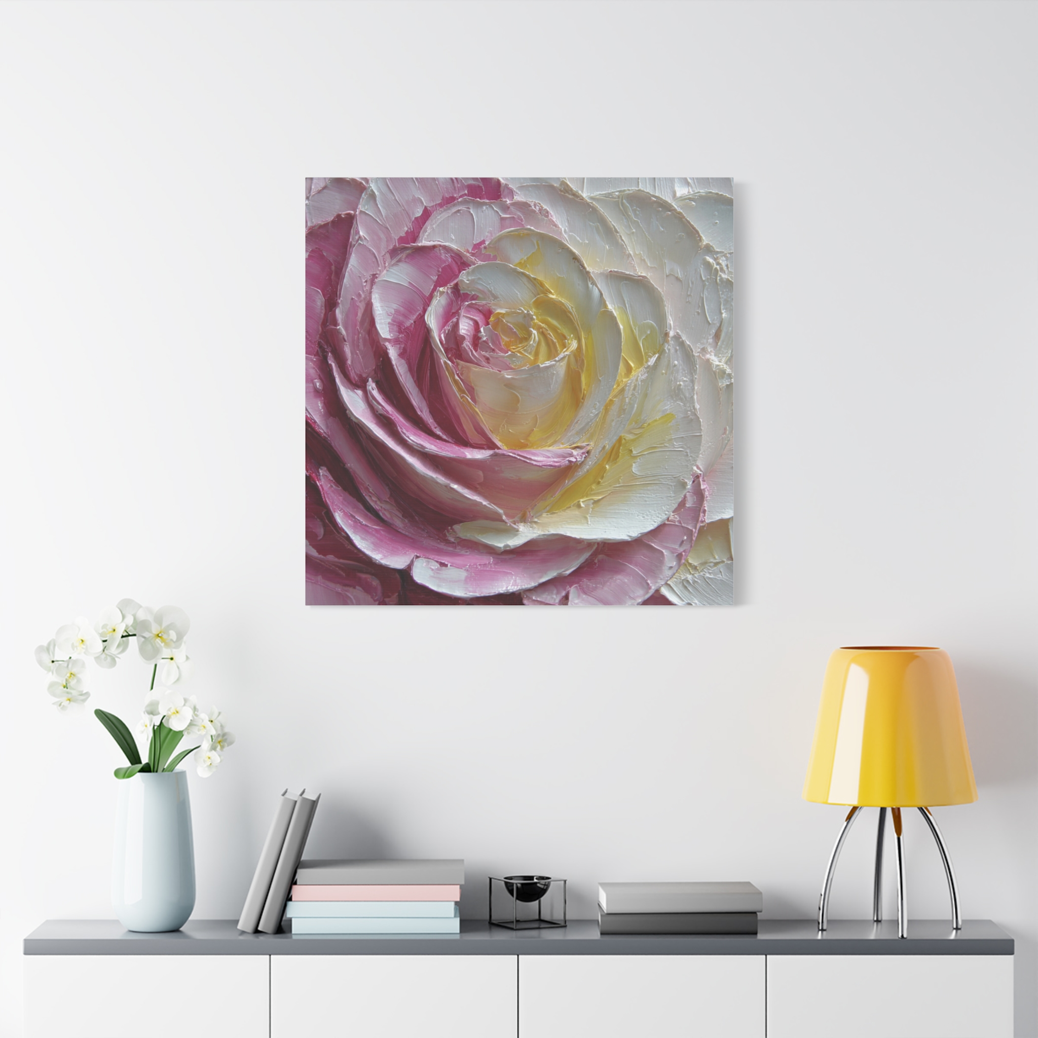 Floral Rose Oil-Paint Texture Canvas - Image 153