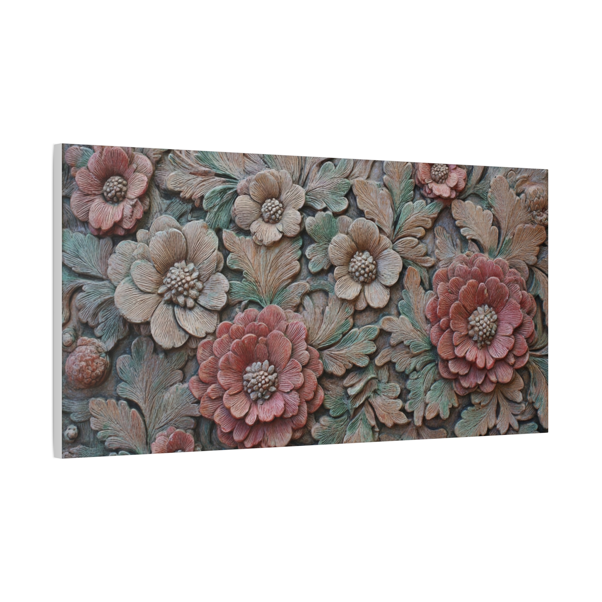 Floral Relief Matte Canvas Wall Art — Stretched Botanical Panel - Image 12